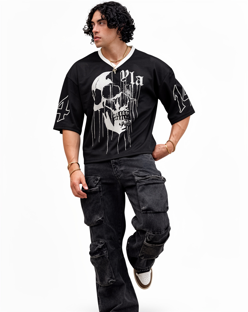 4015 - Drippy Skull Jersey YoungLA Black