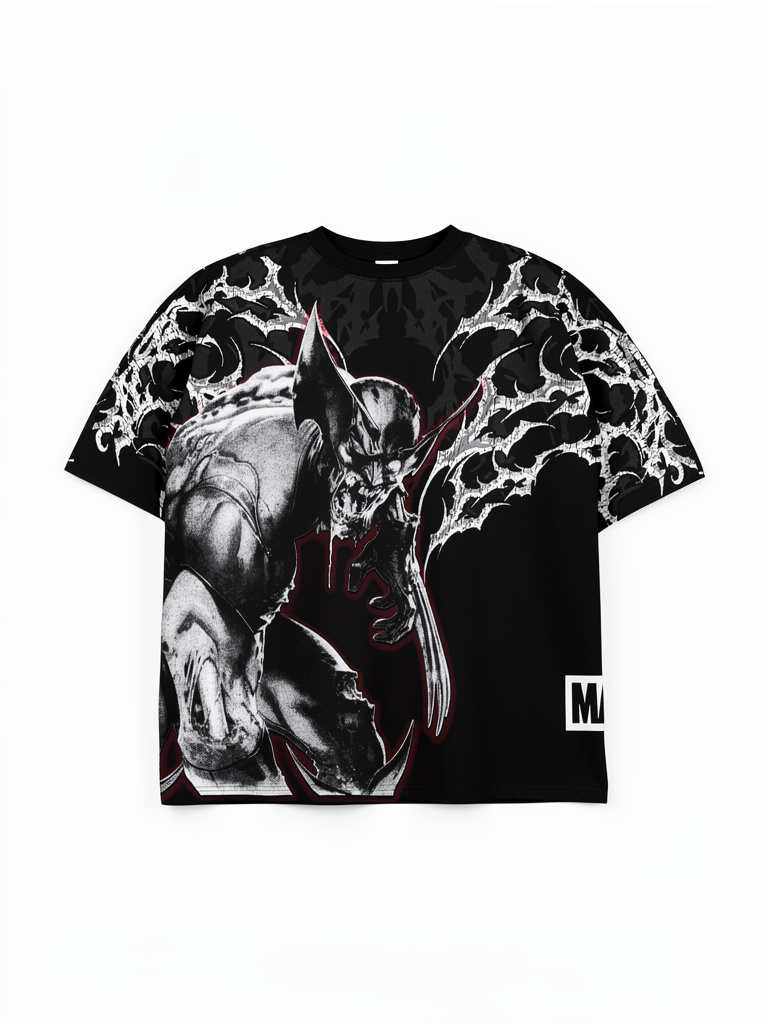 Civil Regime Wolverine Zombie American Classic Oversized Tee in Vintage Black