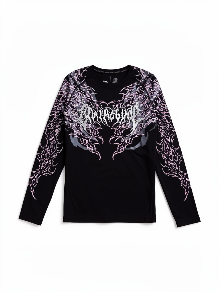 CIVIL REGIME Anarchy Flex Scoop L/S Compression  Tee in Black
