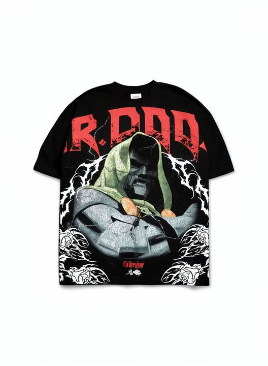 CIVIL REGIME  Dr. Doom American Classic Oversized Tee in Black Ultra Limited Edition (180 woldwide Stock)