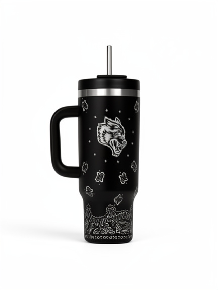DarcSport Western Wolf Travel Tumbler in Black