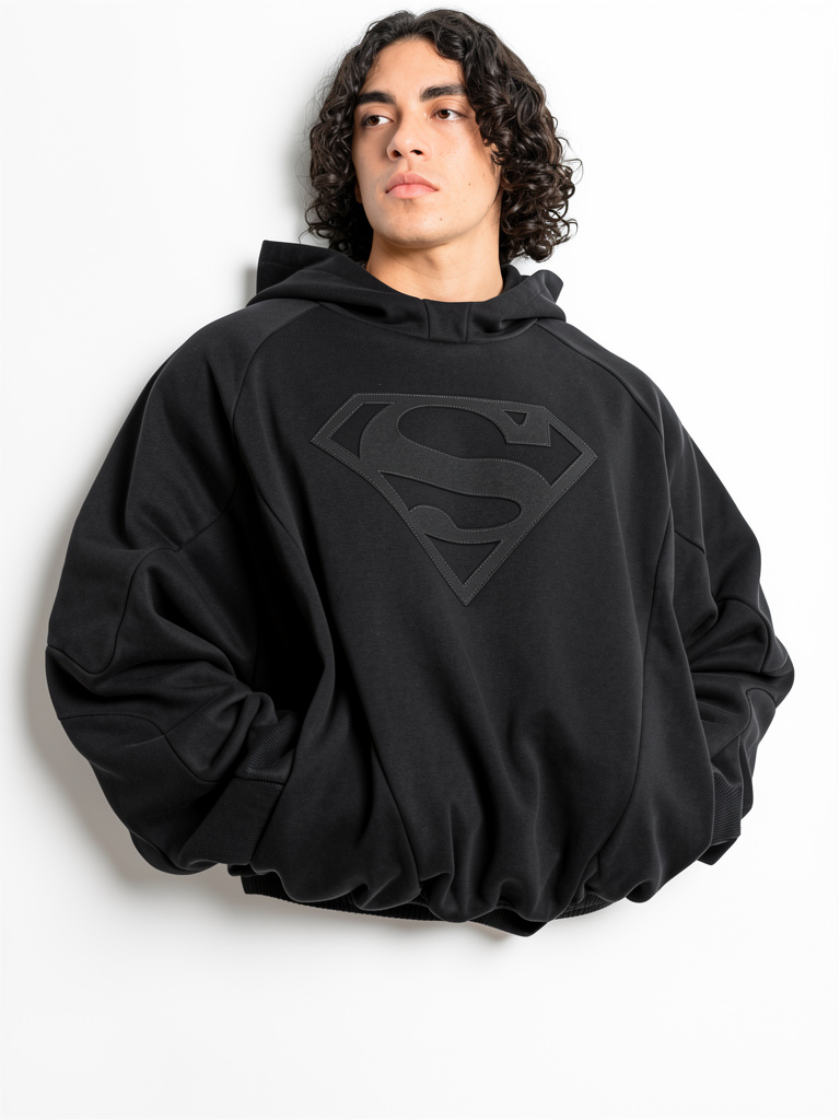 5094 YoungLA  SUPERMAN Shield Hoddies Black Wash