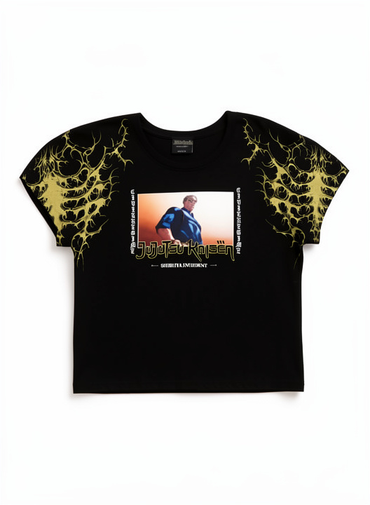CIVIL REGIME Nanami Kento Crop Top  Final Destination Baby Tee in Black