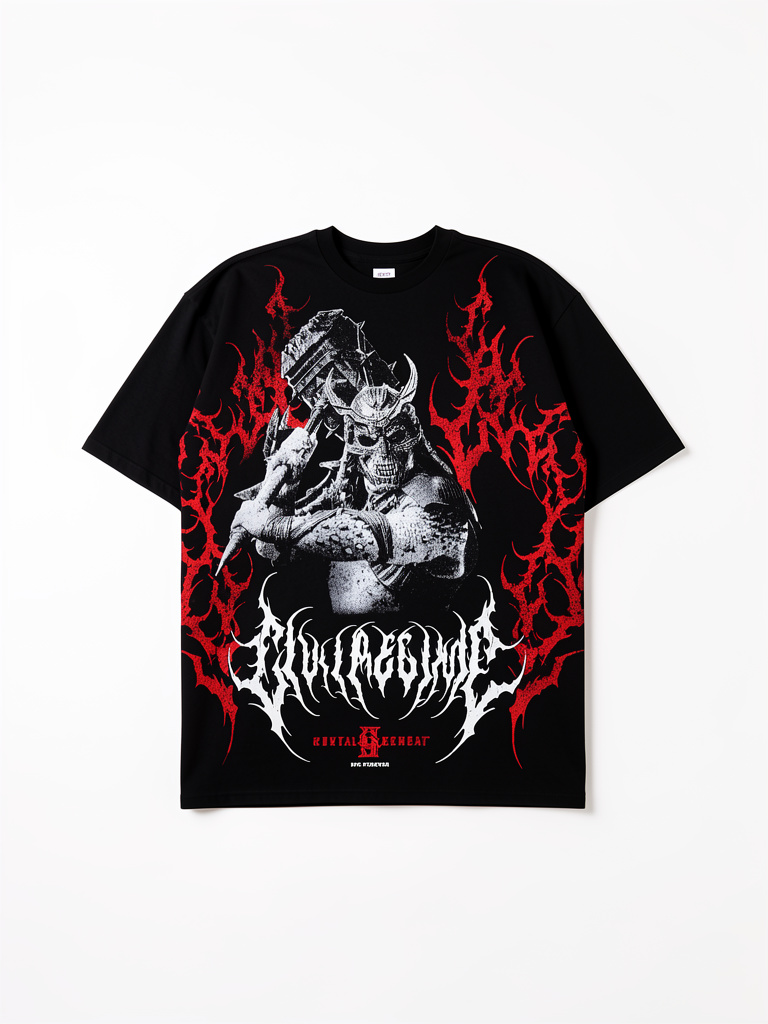 Civil Regime  Shao Khan Flames  American Classic Oversized in Vintage Black