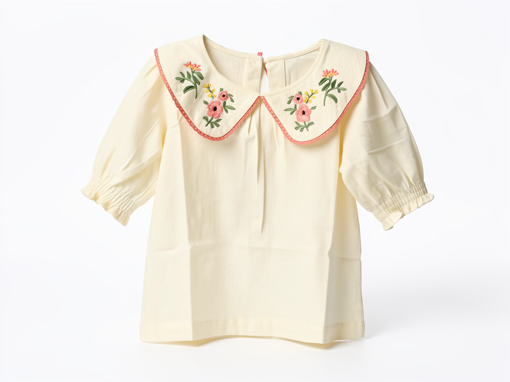 Camisola cuello bordados en flores