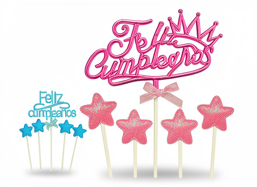 Adorno pinche feliz cumple estrellas 5 piezas