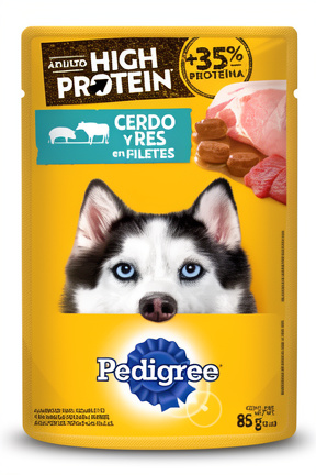 Alimento Humedo Pedigree Para Perro High Ptotein Cerdo-Res x24Un x85gr