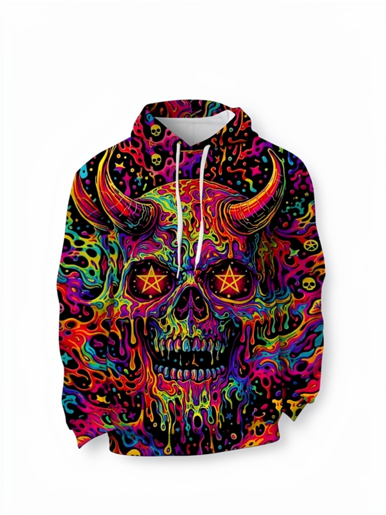 SC59 Suéter de calavera de colores con cuernos