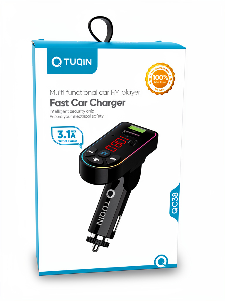 CARGADOR TUQIN MULTI FUNCTIONAL CAR FM PLAYER QC38