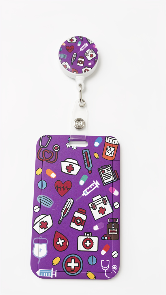 Porta credencial con yoyó morado
