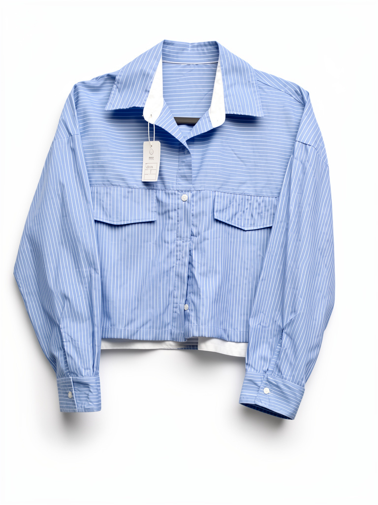 Camisa rayada celeste corta talle M