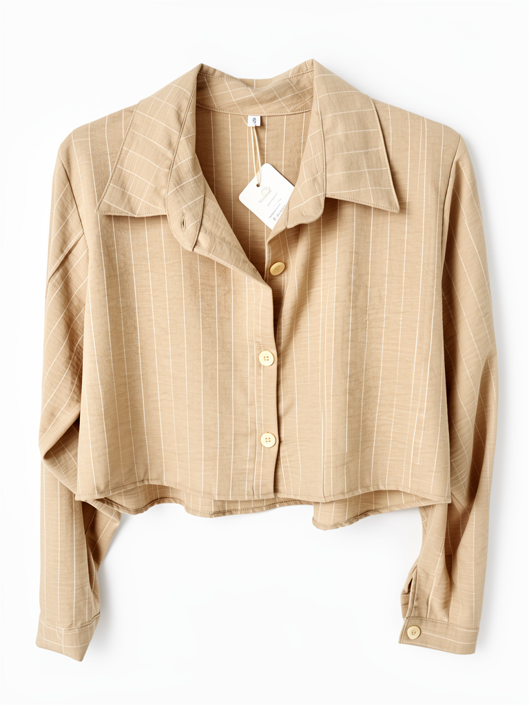 Camisa corta baige rayada talle 2