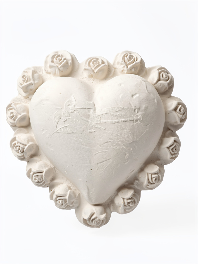 Corazon decorativo de yeso con rosas