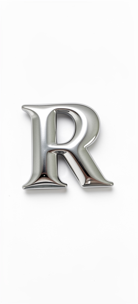 Letra R plateada