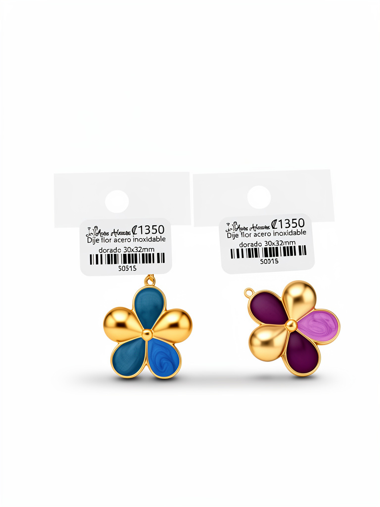 Dije flor acero inoxidable dorado 30x32mm