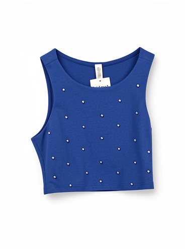 BLUSA CON PERLAS AZUL REY