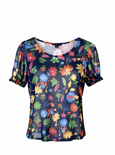 BLUSA AZUL OSCURO CON FLORES AMBIANCE