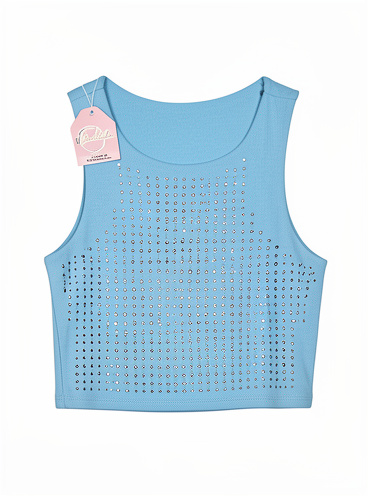 BLUSA CORTA AZUL CON PIEDRAS