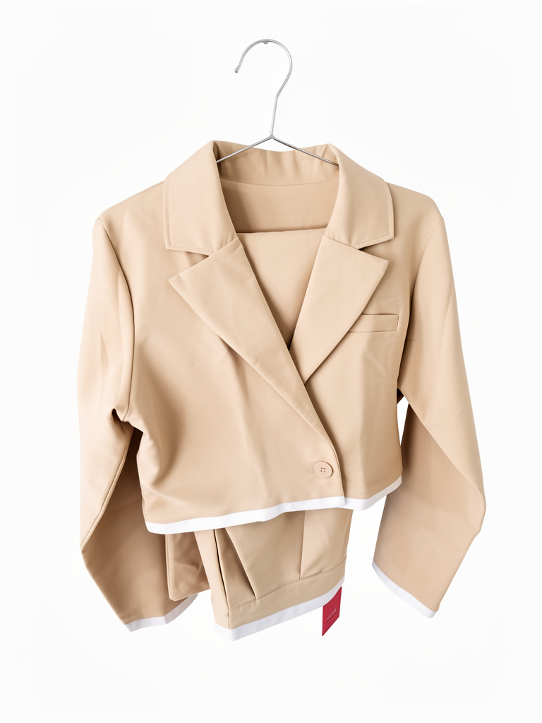 CONJUNTO  DE BLEIZER BEIGE DOBLE PRETINA TALLA L
