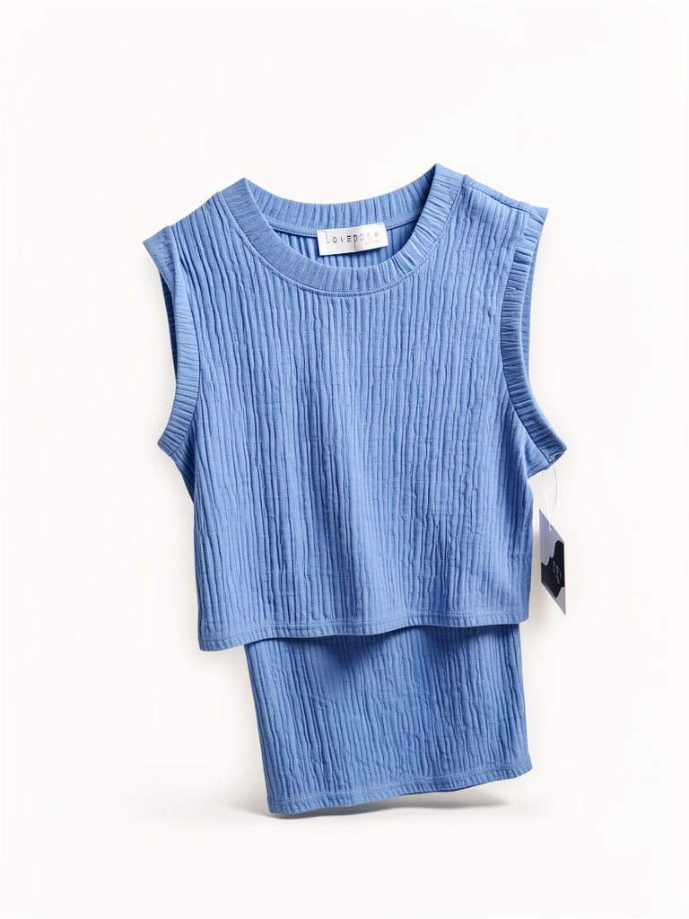 CONJUNTO CREPE AZUL TALLA L
