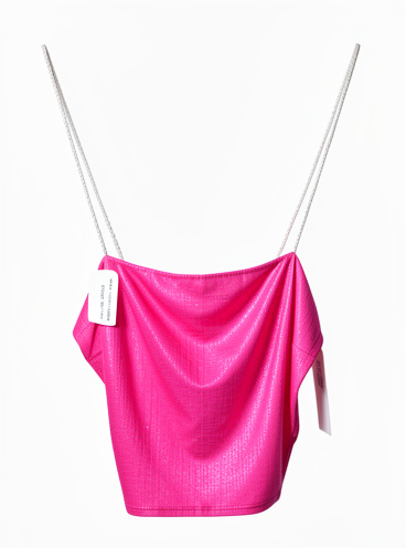 BLUSA DE TIROS BRILLANTE ROSADA L