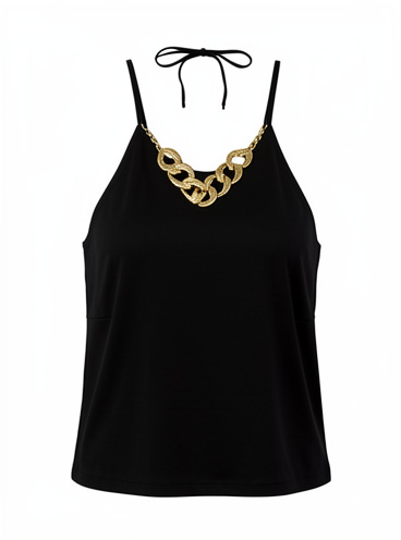 BLUSA NEGRA CADENA CUELLO