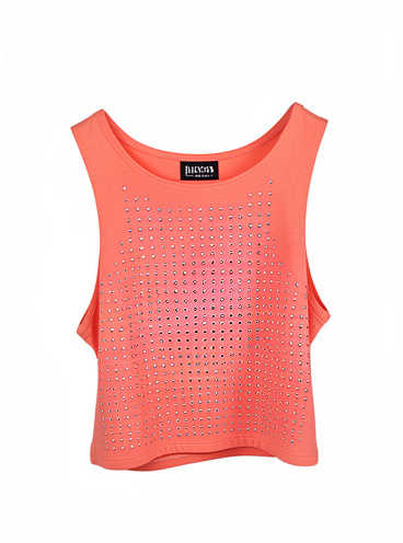 BLUSA CORTA CORAL CON PIEDRAS