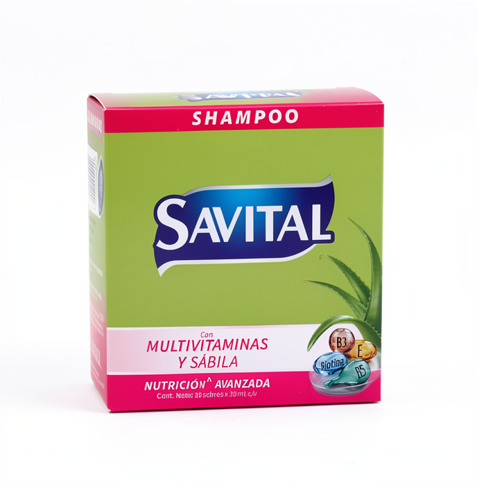 SHAMPOO SAVITAL MULTIVITAMINAS Y SÁBILA SOBRE CAJA *20UN - 30ML