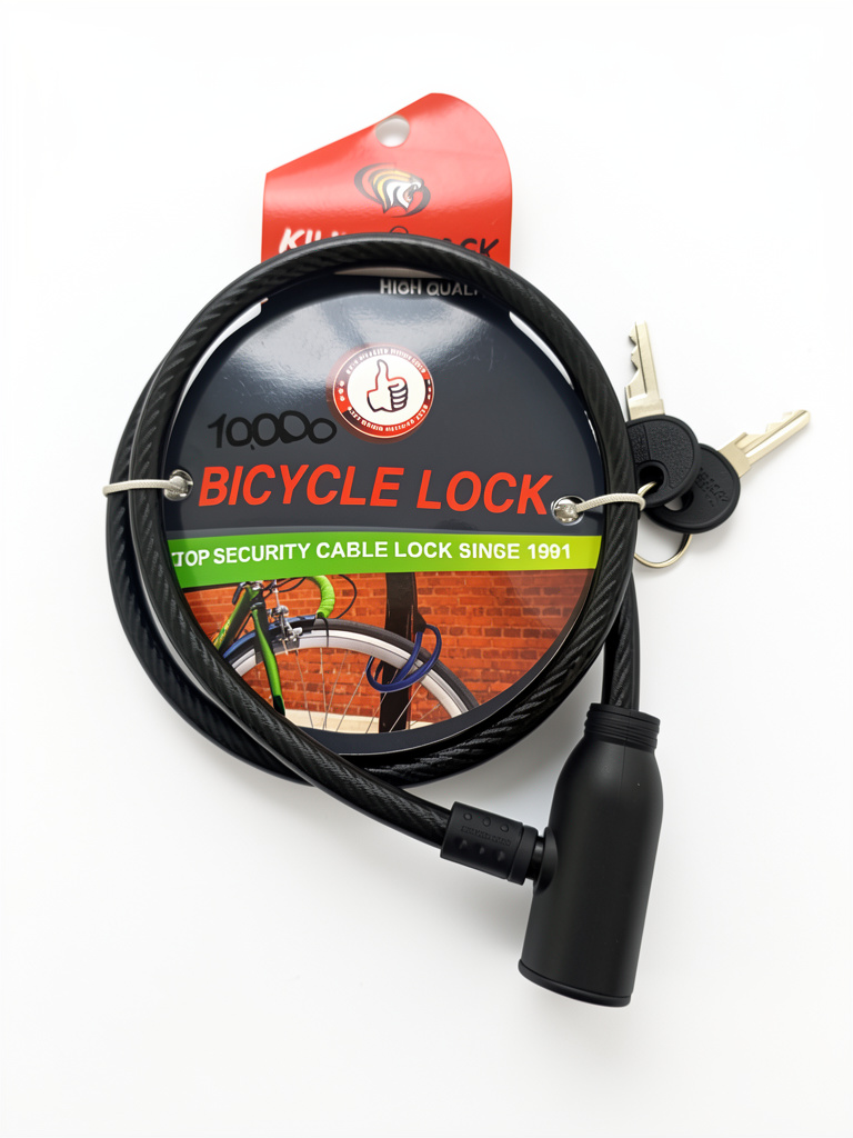 candado negro para bicicleta con llaves