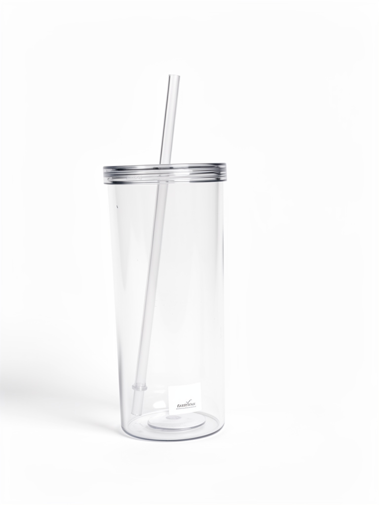 Clear tumbler with straw