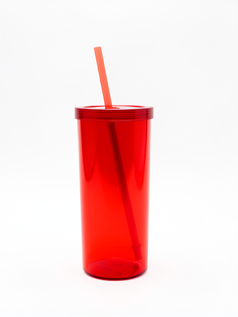 Clear Red Tumbler with Straw