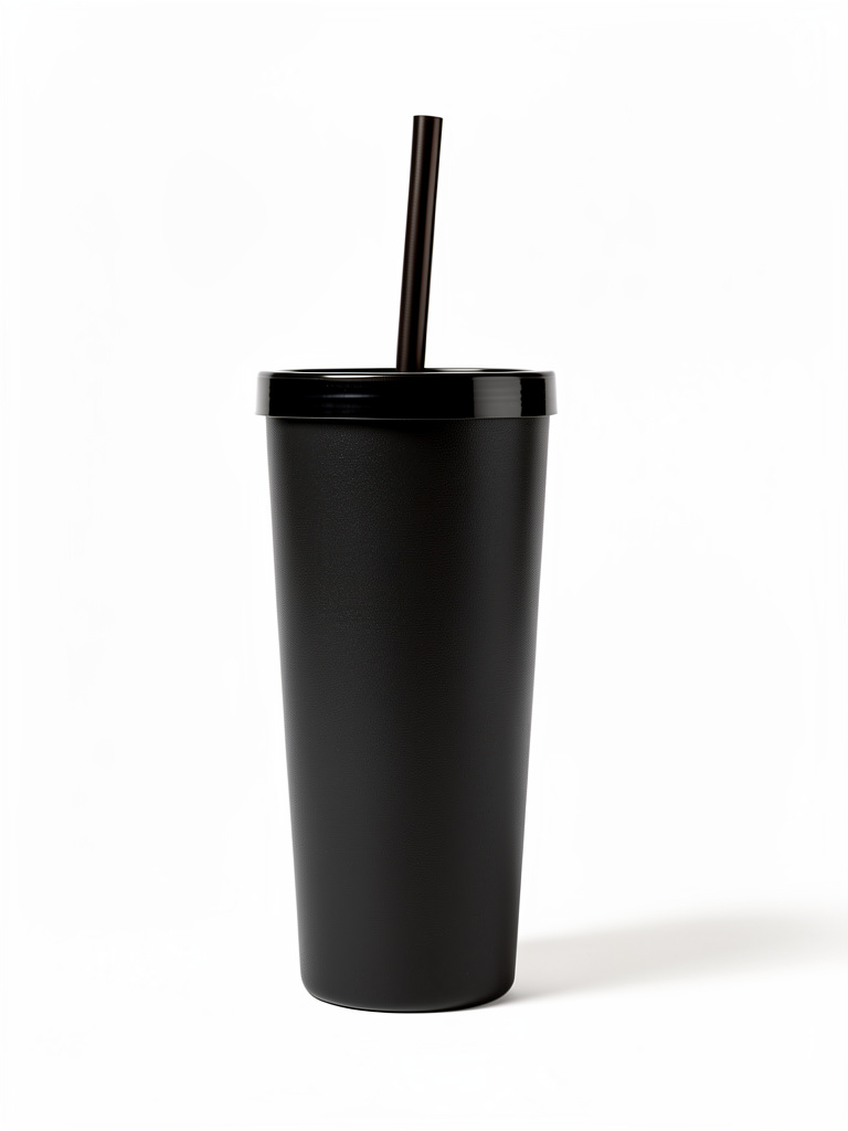 Black  Clear Tumbler with Straw