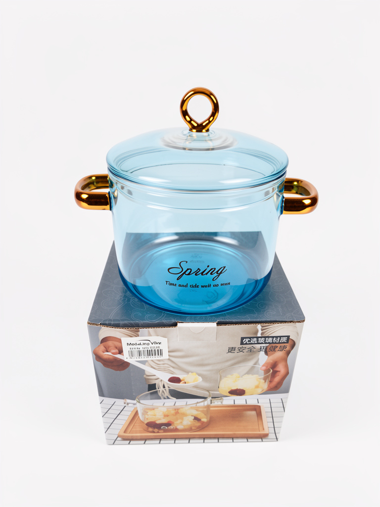 Olla de vidrio azul 1.3L