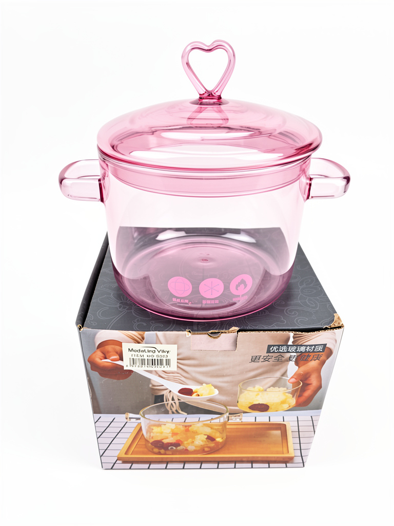 Olla de vidrio rosa 1.3L
