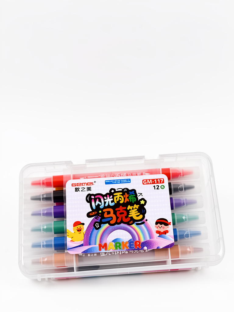 Plumones Acrílico Glitter 12Pz