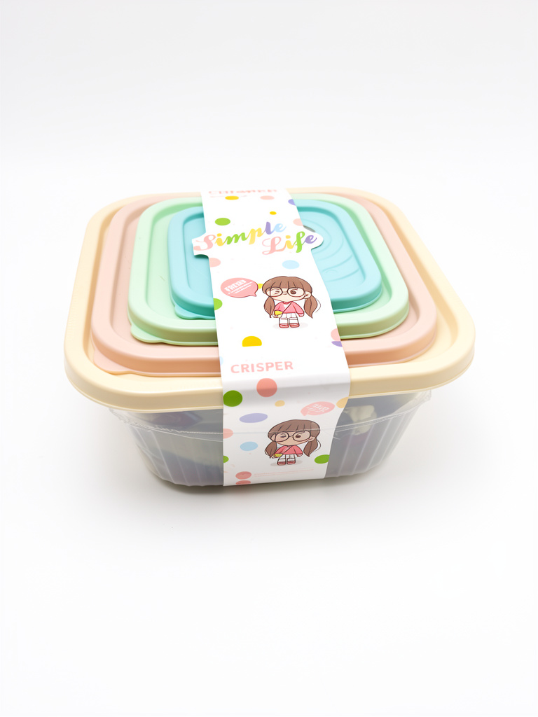 Tupper cuadrado Simple Life 4pz