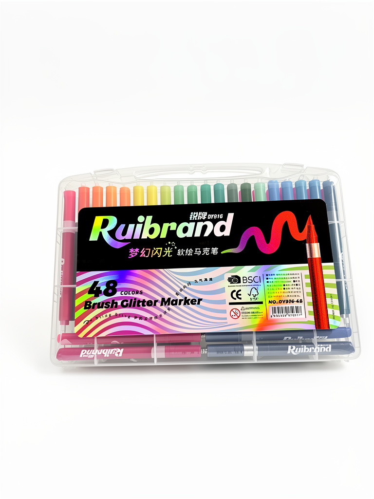 Plumones Ruibrand Brush Glitter 48 pz
