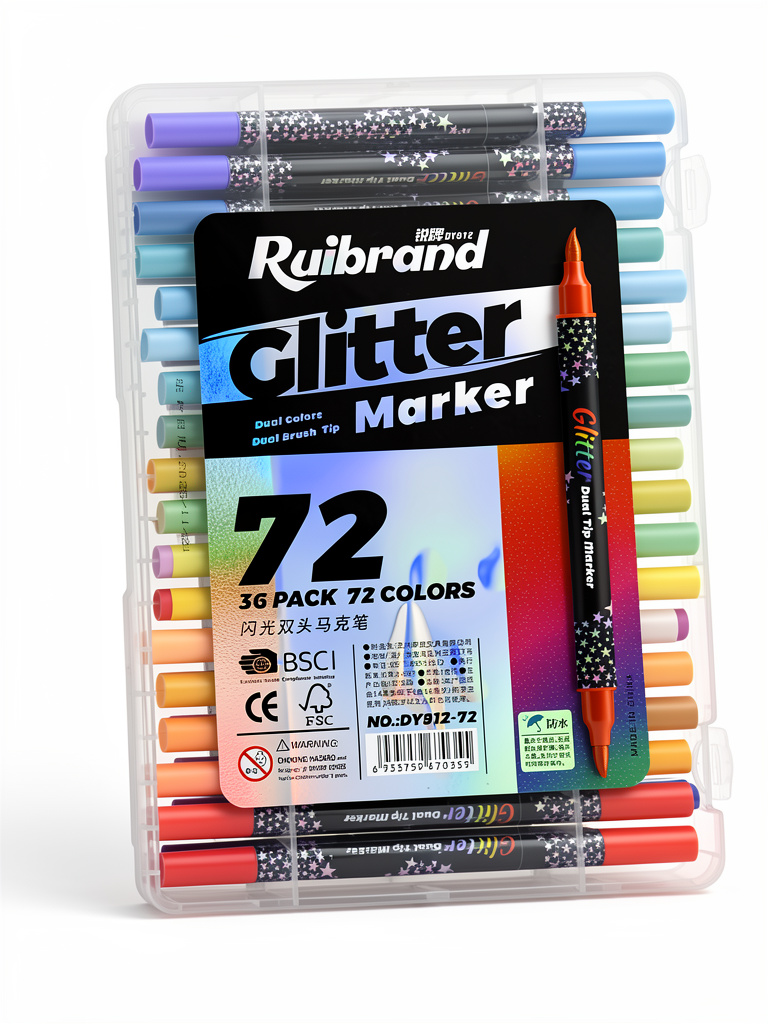 Plumón Ruibrand Glitter Maker 72pz