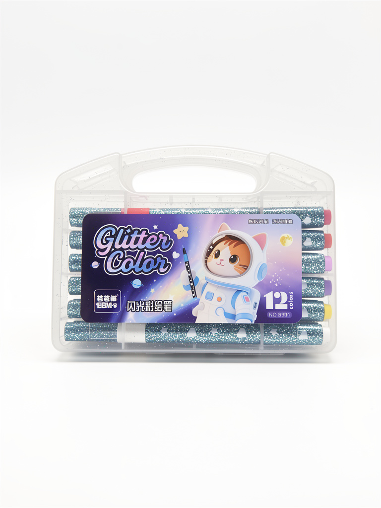 Plumón Glitter cat 12pz