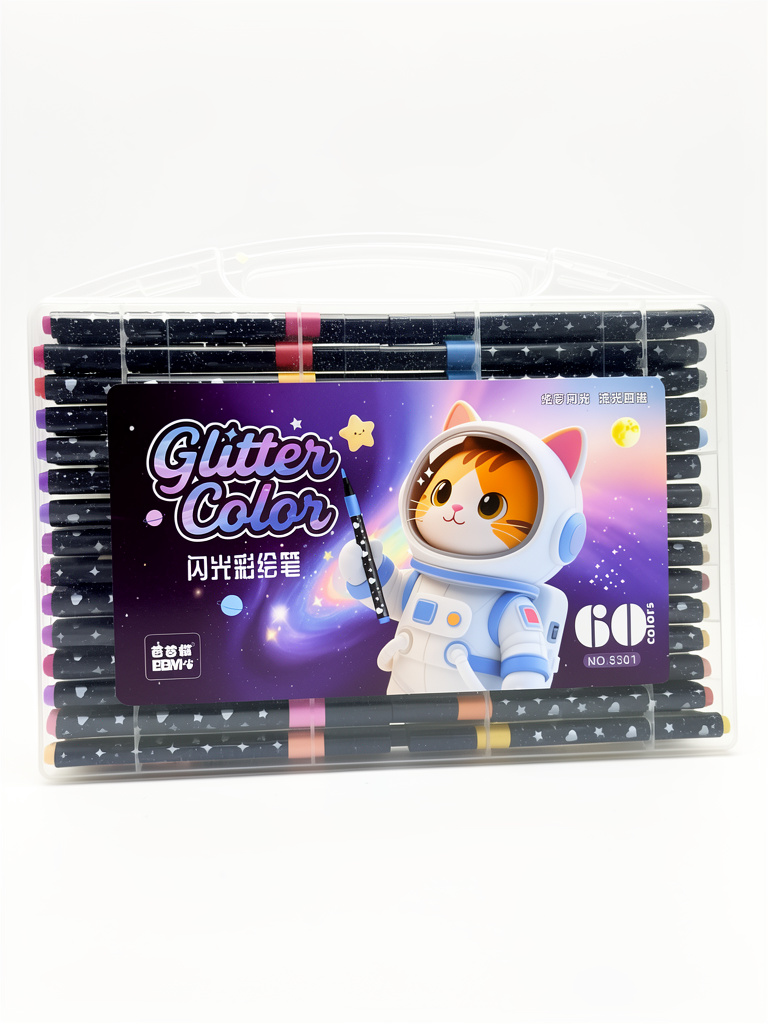 Plumón Glitter Cat 60pz