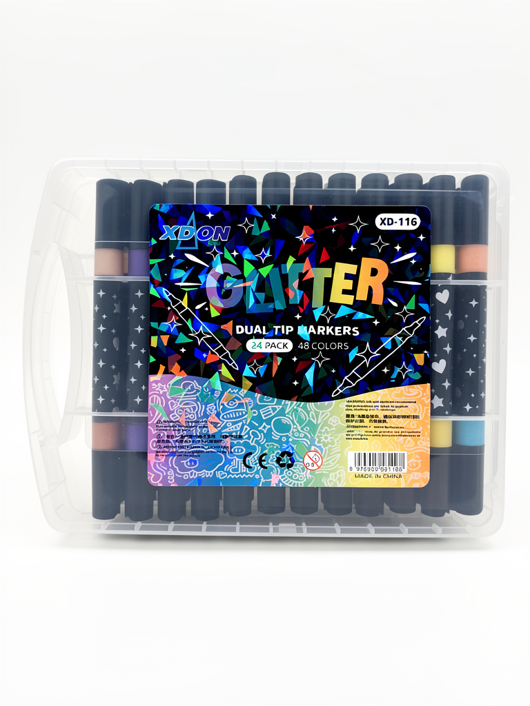 Plumón Glitter dual tip 24pz