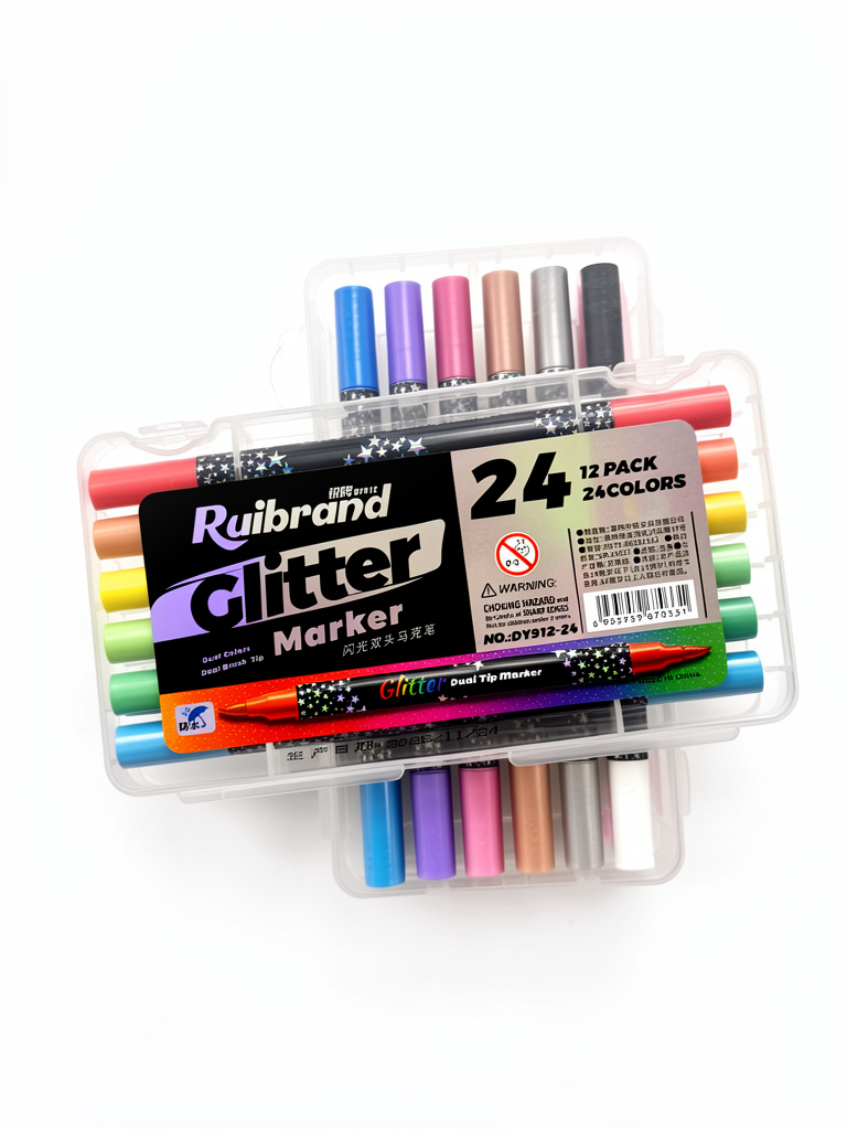 Plumón Ruibrand Glitter Maker 12 pz