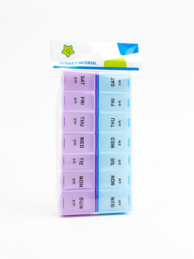 Pastillero semanal azul y lila