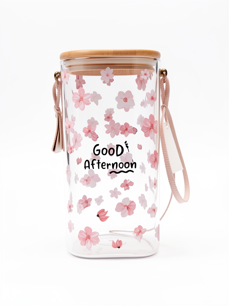 Tarro cuadrado grande floral