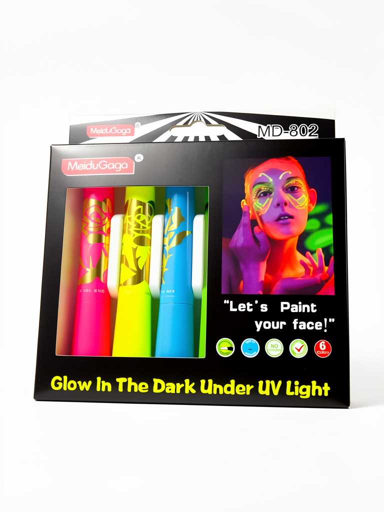 MeiduGaga pinturas faciales neon de 6 pz