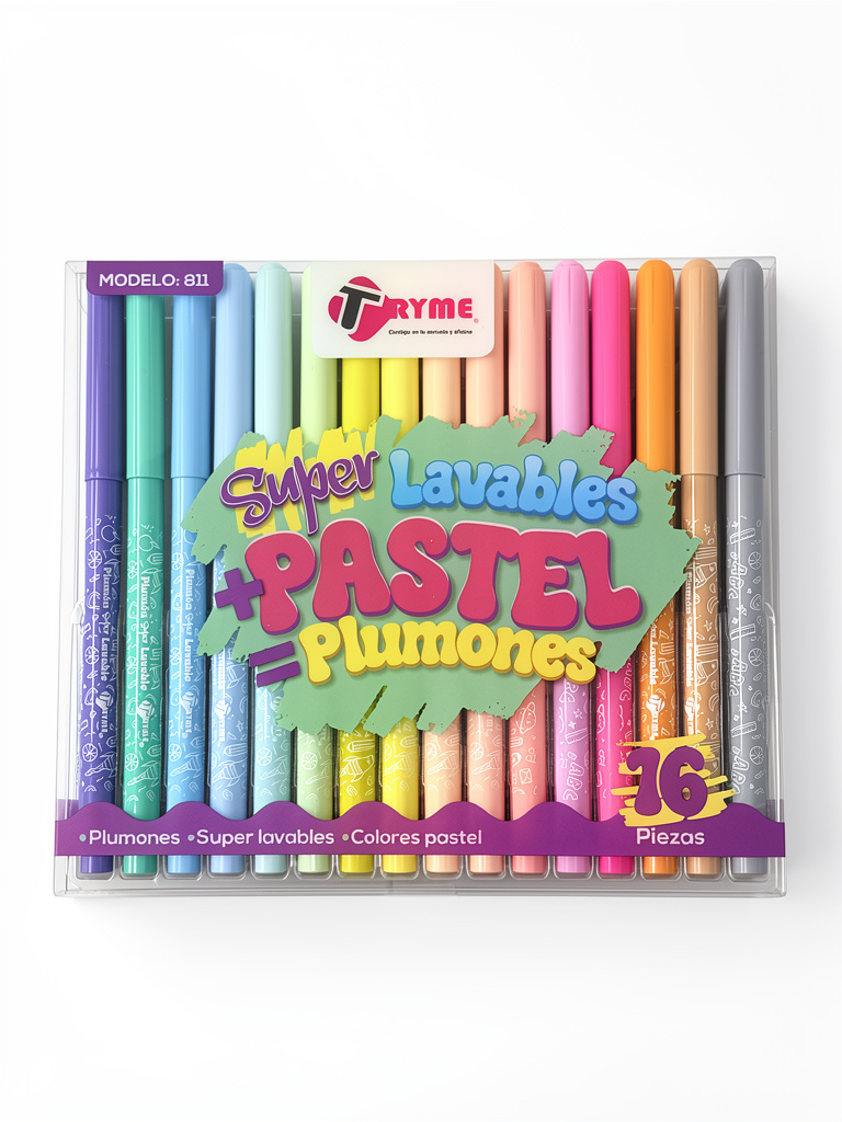 Plumones Tryme lavables pastel 16pz
