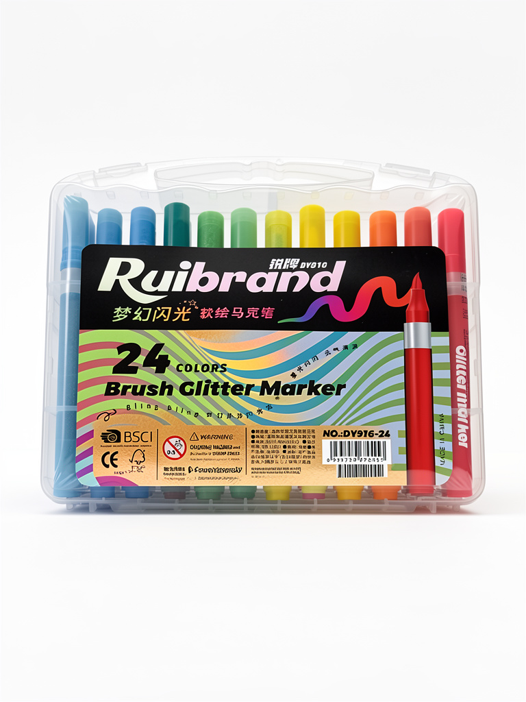 Plumón Ruibrand Brush Glitter 24 Pz