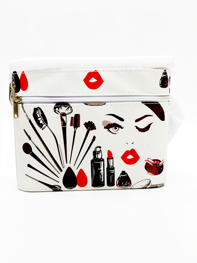 Cosmetiquera blanca estampada