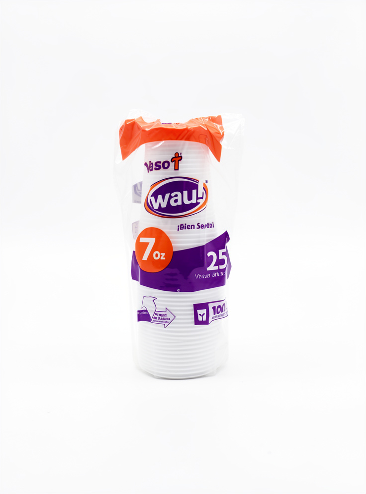 vasos 7 onzas blanco x 25