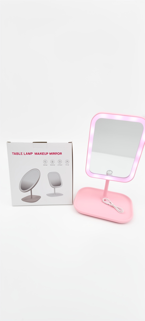 Espejo LED rosa con carga usb